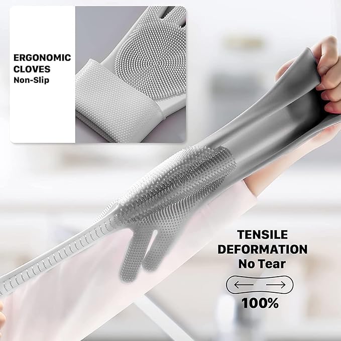 Silicon Hand Gloves for Kitchen Dishwashing, Pet Grooming and car wash