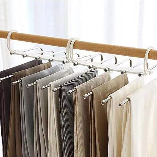 5 in 1 Pant rack shelves plastic metal magic hangers