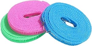5 Meters Windproof Anti-Slip Clothes Washing Line Drying Nylon Rope with Hooks