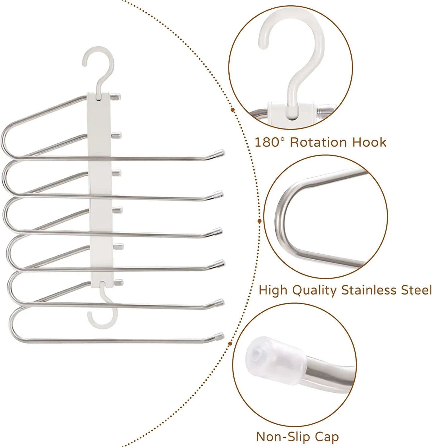 5 in 1 Pant rack shelves plastic metal magic hangers