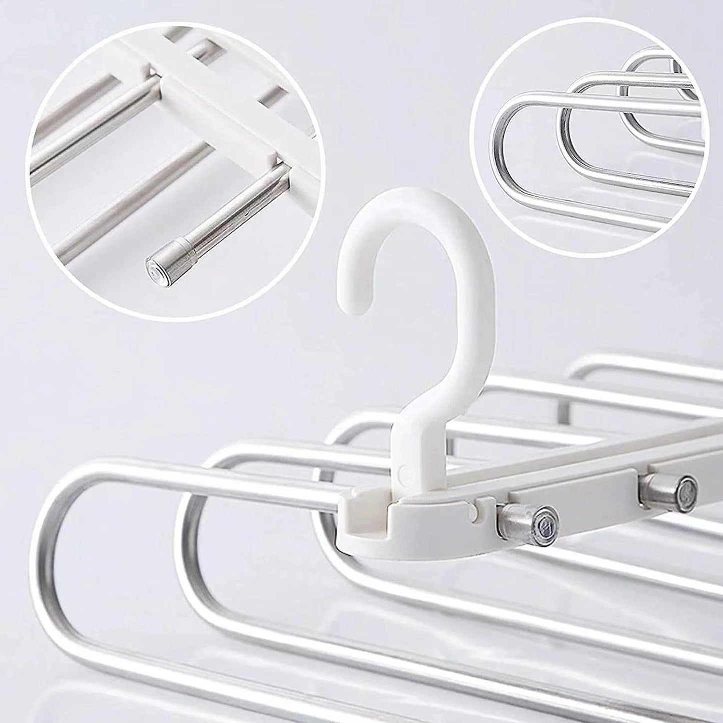 5 in 1 Pant rack shelves plastic metal magic hangers