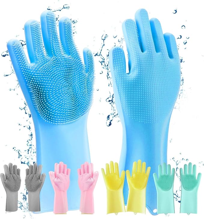 Silicon Hand Gloves for Kitchen Dishwashing, Pet Grooming and car wash