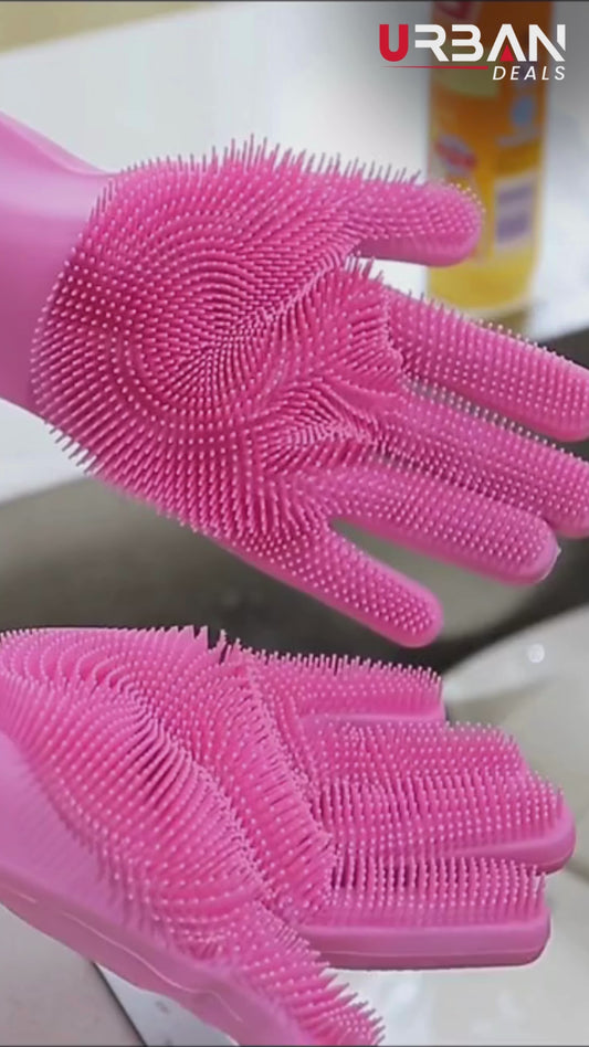 Silicon Hand Gloves for Kitchen Dishwashing, Pet Grooming and car wash