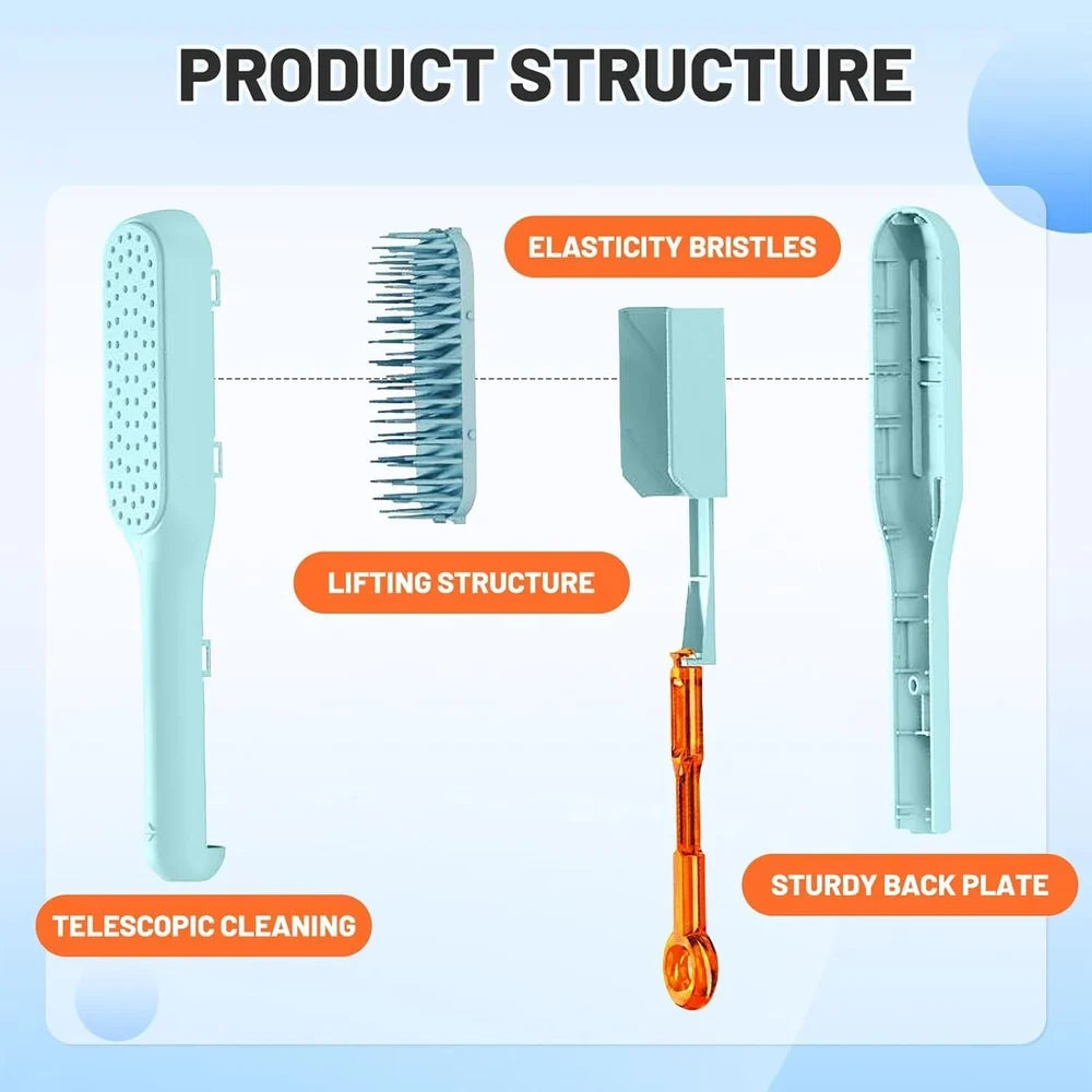 Self-Cleaning Anti-Static Massage Comb | Easy Self Cleaning Hairbrush